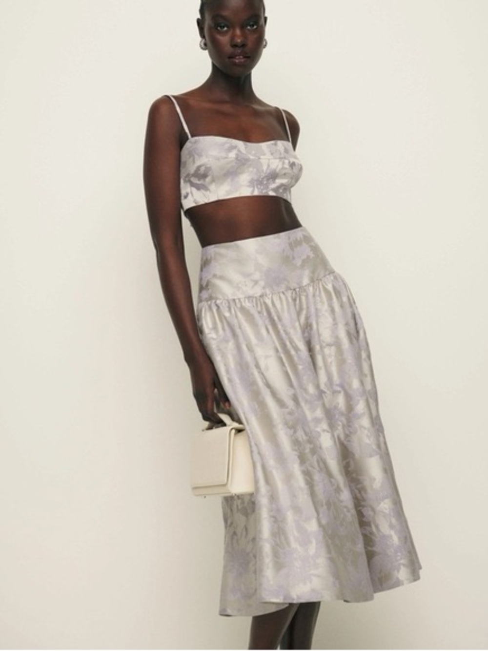 Reformation Lilly Skirt in Moonlight Purple Brocade Size 2